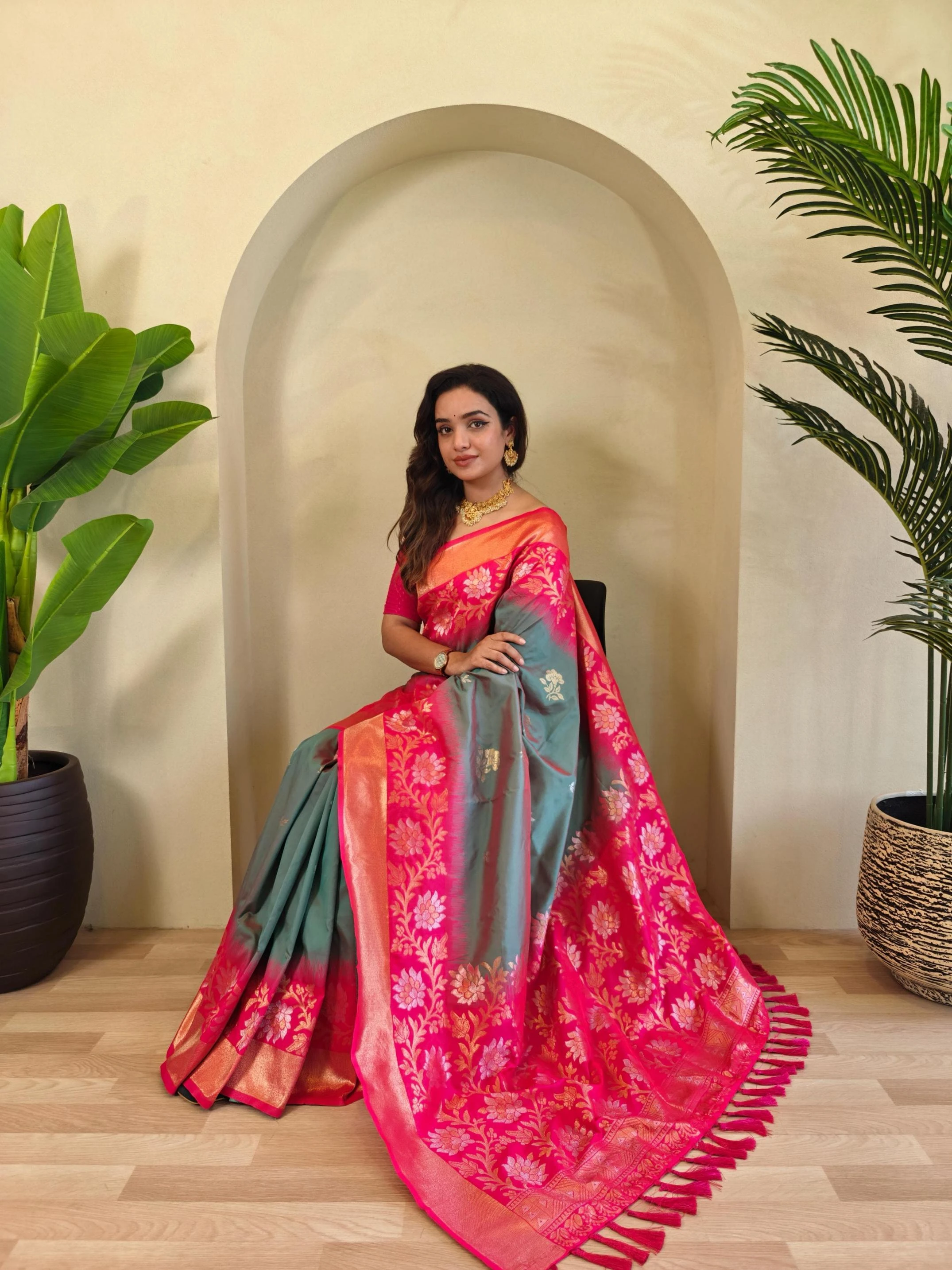 😍 Sarees wholesale DUAL TONE SILK - Ethnicaa thumbnail 2