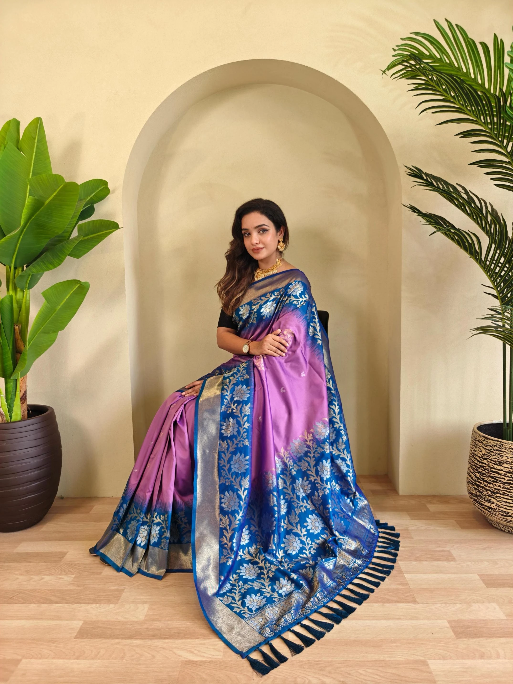 😍 Sarees wholesale DUAL TONE SILK - Ethnicaa thumbnail 4