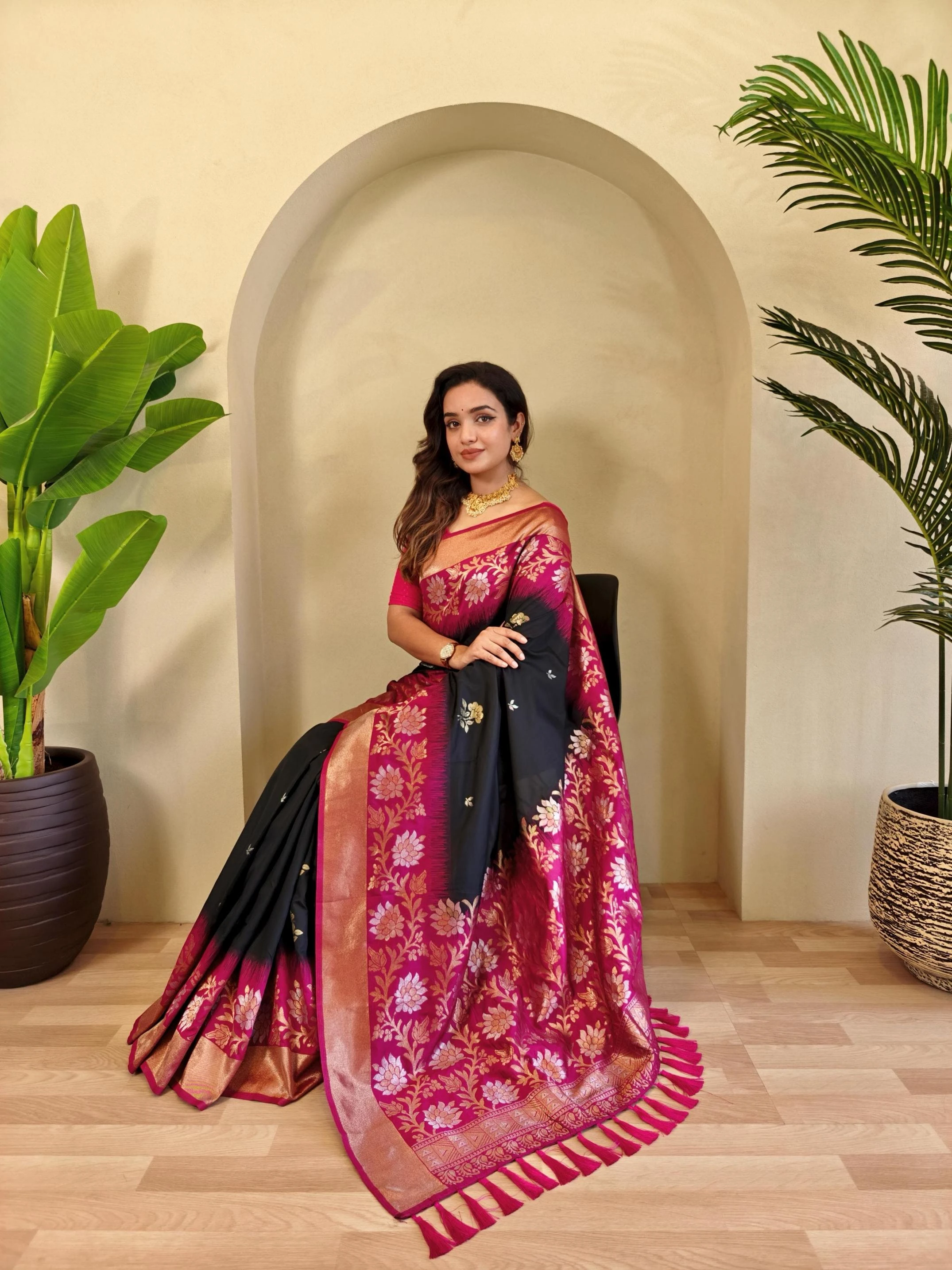 😍 Sarees wholesale DUAL TONE SILK - Ethnicaa thumbnail 27