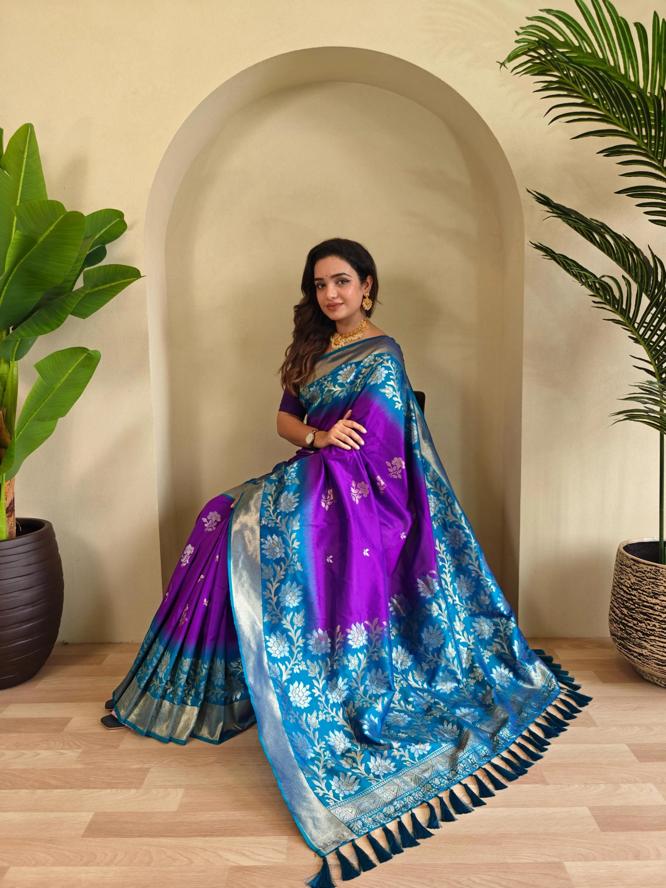 😍 Sarees wholesale DUAL TONE SILK - Ethnicaa thumbnail 15