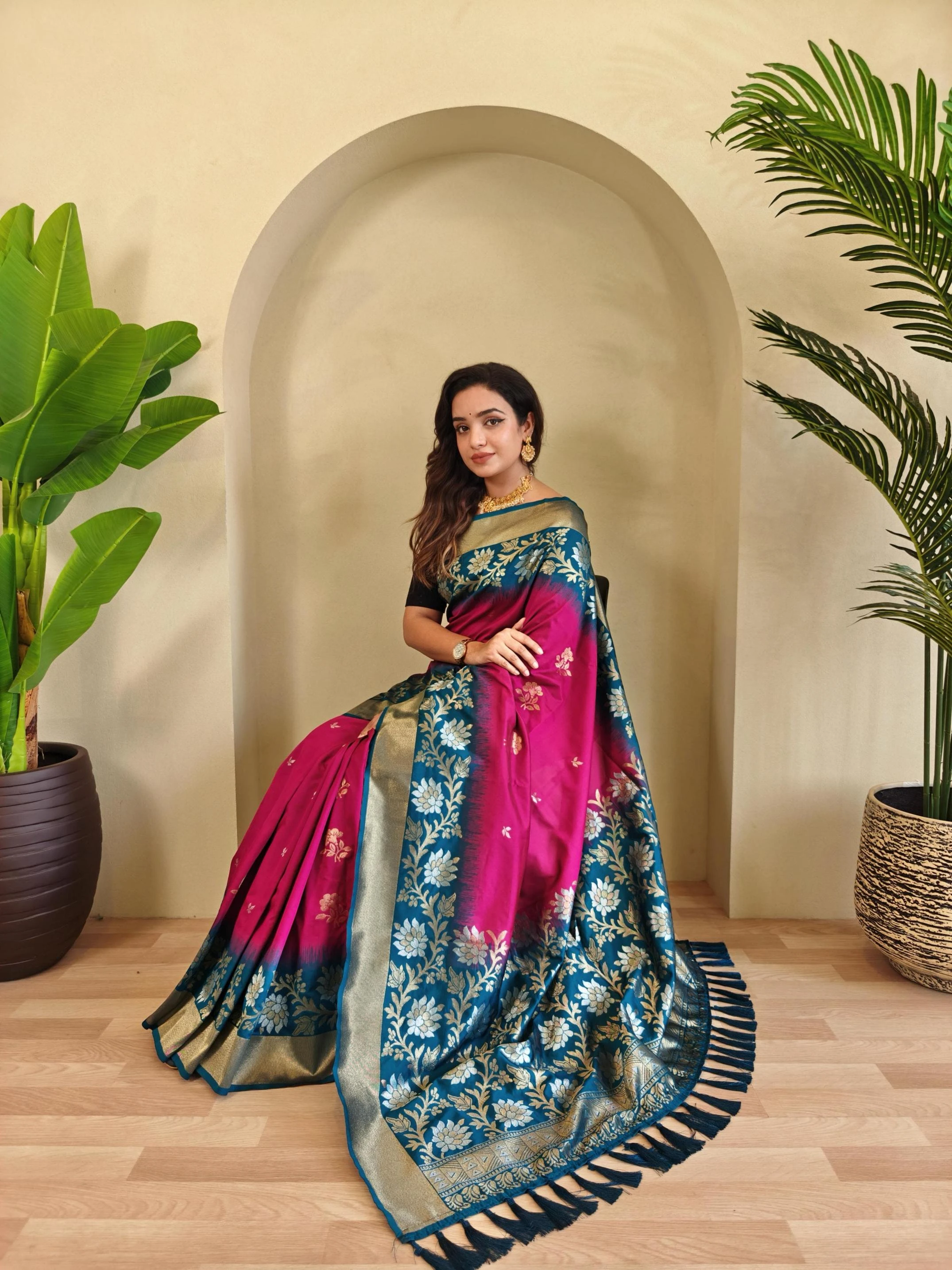 😍 Sarees wholesale DUAL TONE SILK - Ethnicaa thumbnail 30