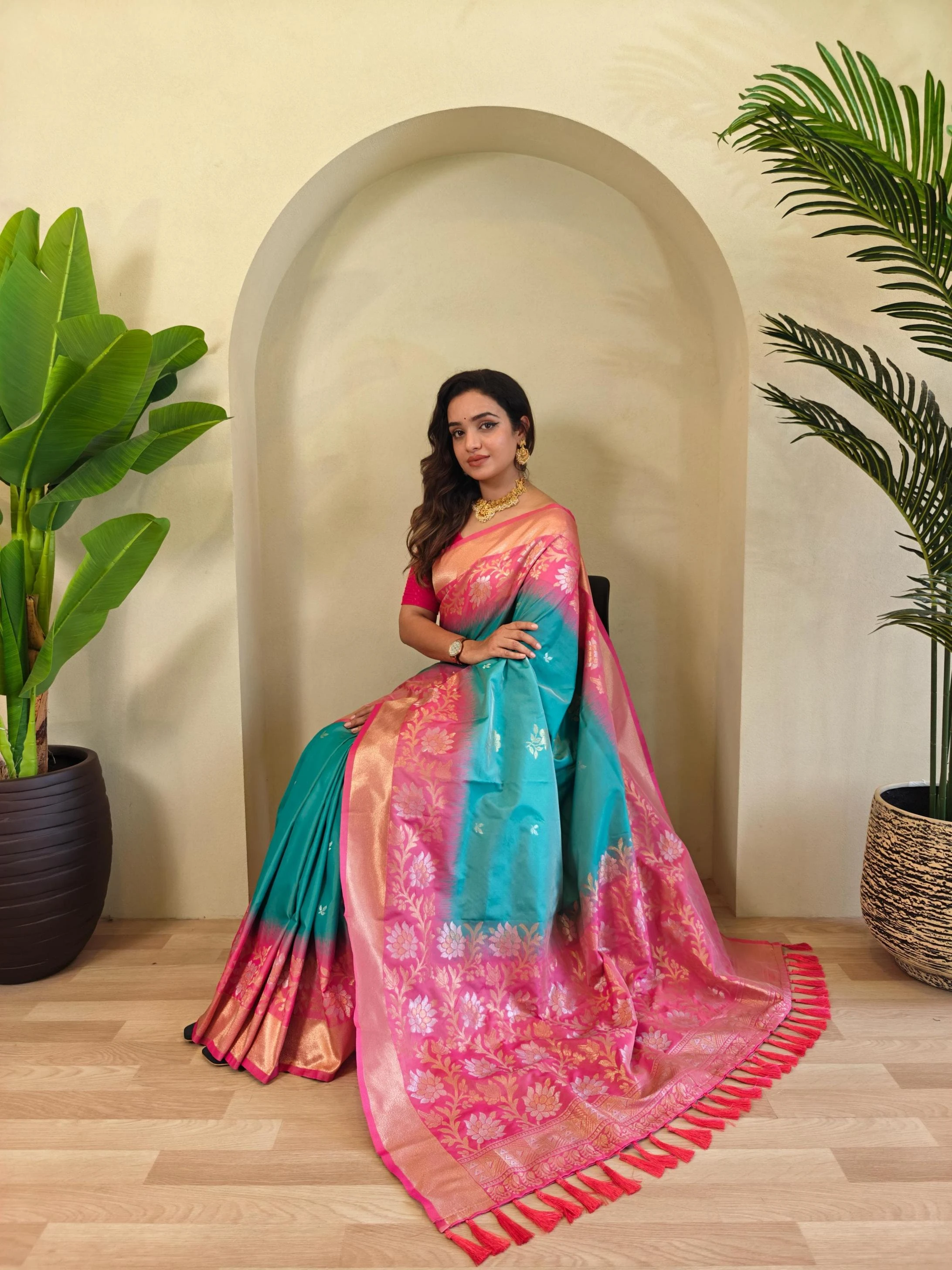 😍 Sarees wholesale DUAL TONE SILK - Ethnicaa thumbnail 9