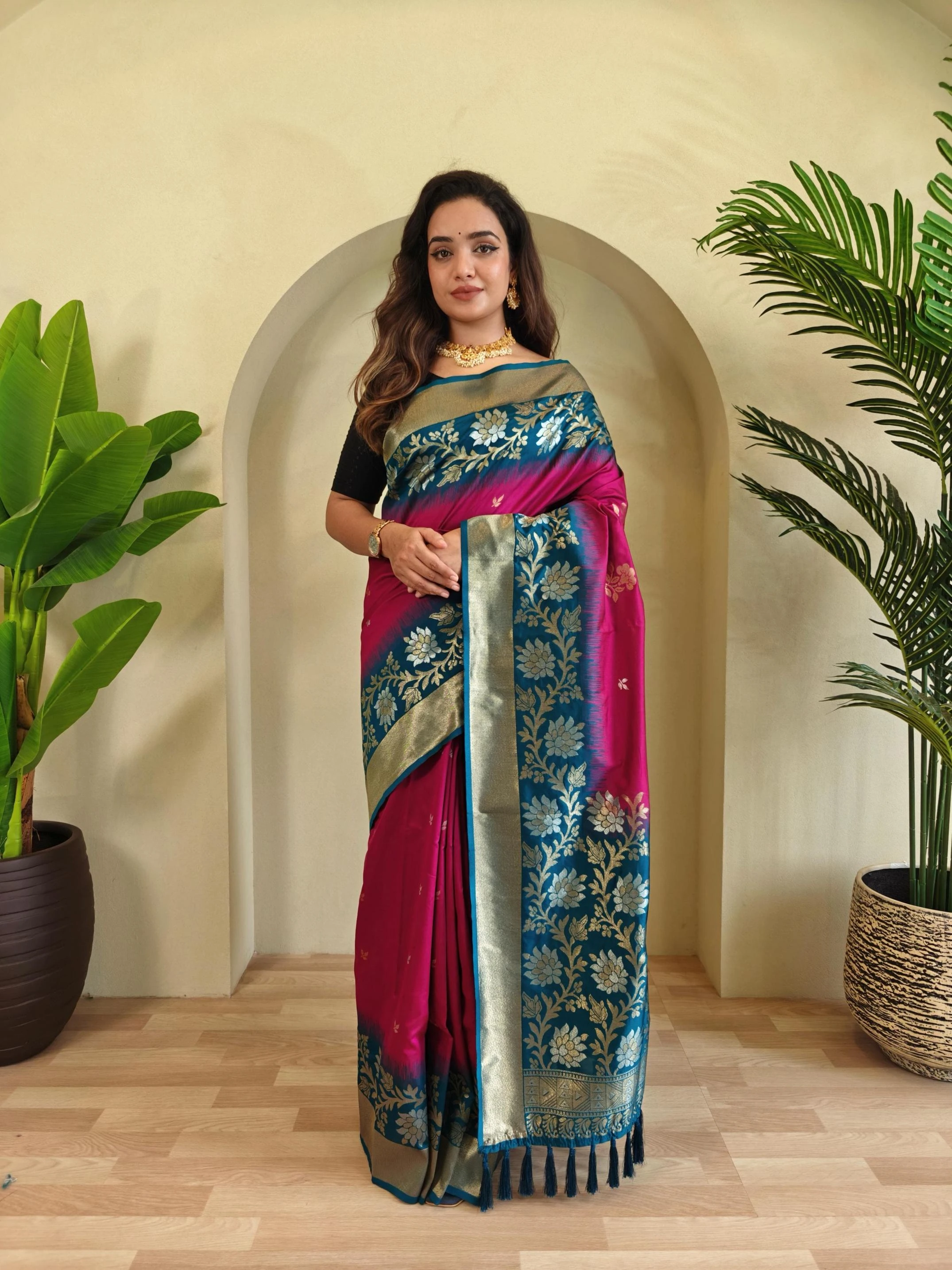 😍 Sarees wholesale DUAL TONE SILK - Ethnicaa thumbnail 29