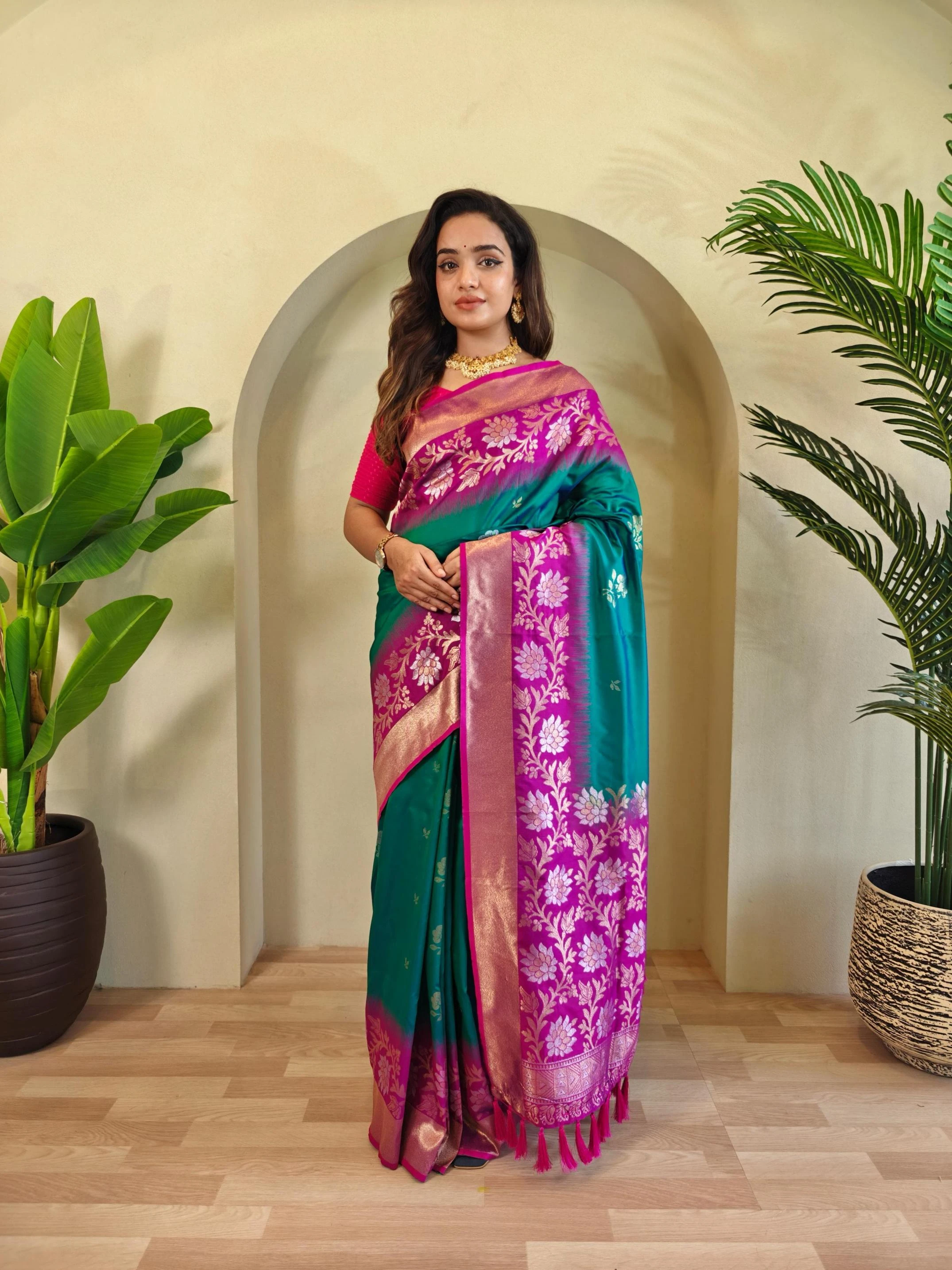 😍 Sarees wholesale DUAL TONE SILK - Ethnicaa thumbnail 6