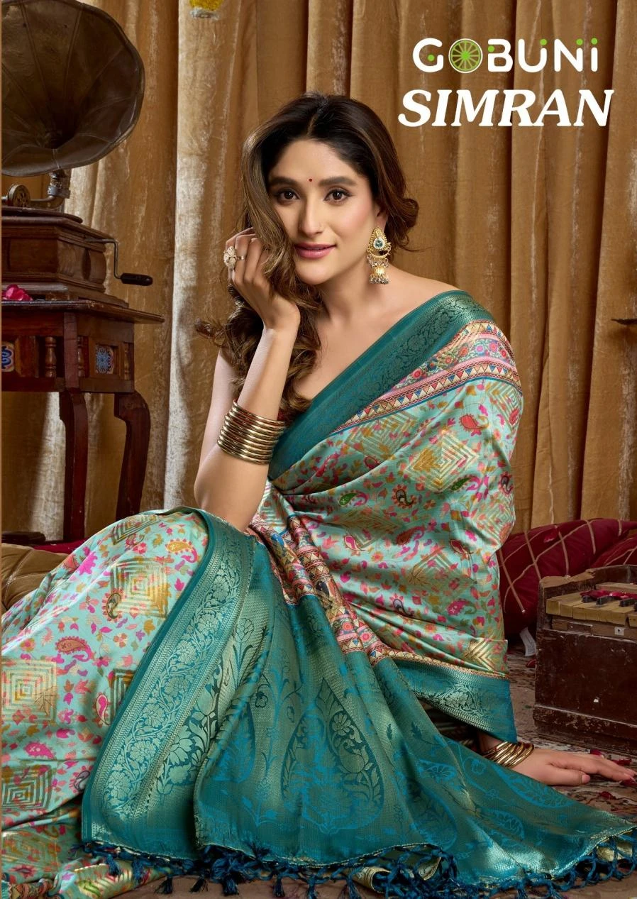 LAUNCHING BY GOBUNI 🥳 Sarees wholesale CLUSTER PRINT WITH BANARASI - Ethnicaa thumbnail 8