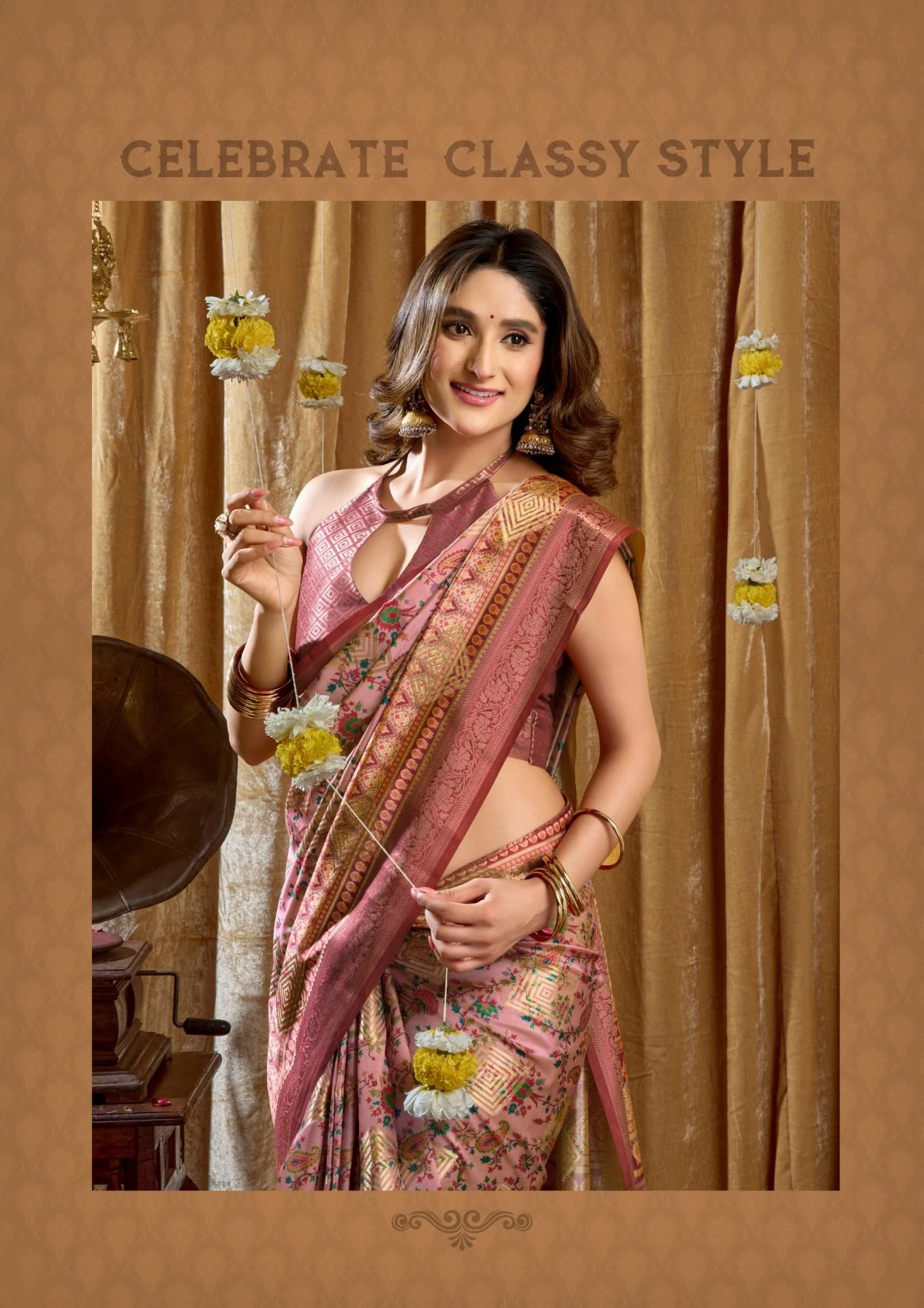 LAUNCHING BY GOBUNI 🥳 Sarees wholesale CLUSTER PRINT WITH BANARASI - Ethnicaa thumbnail 10