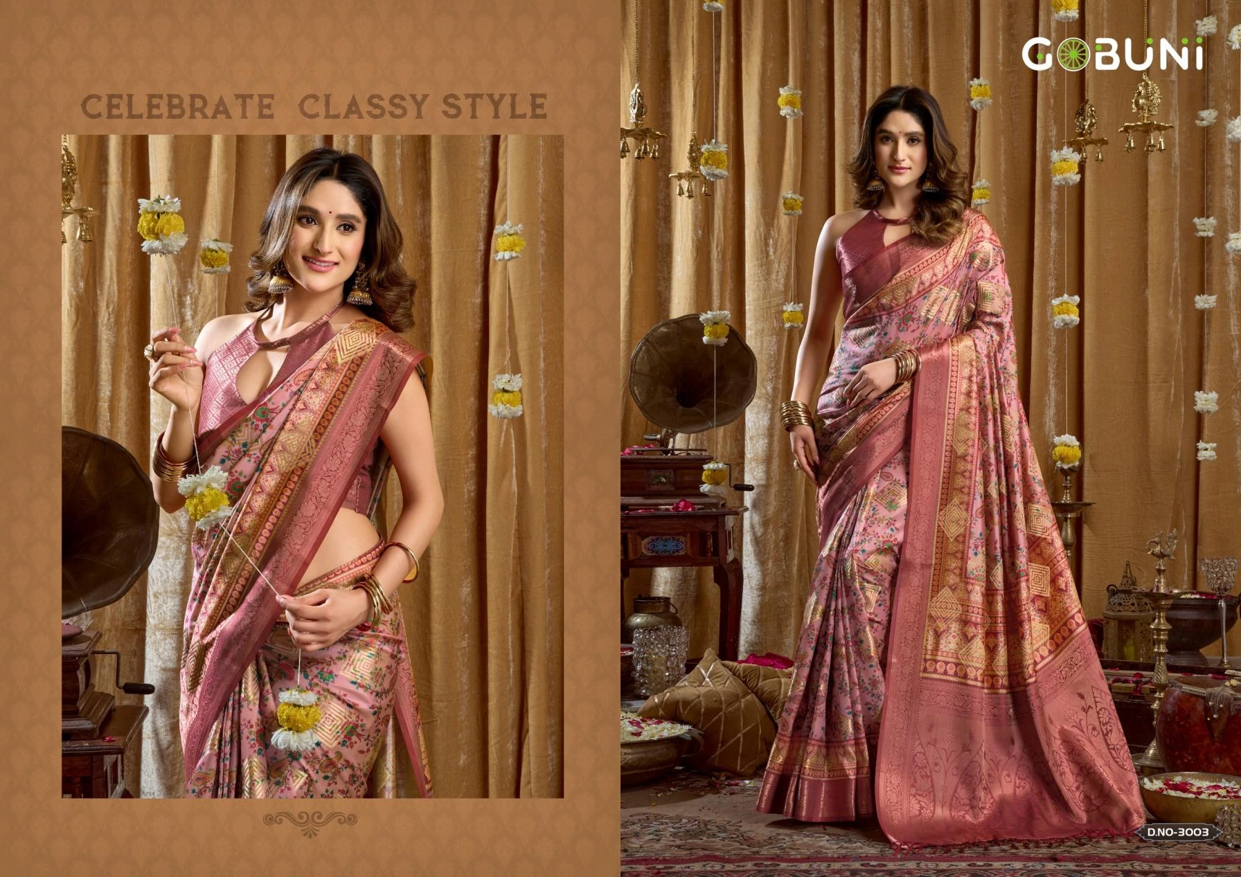 LAUNCHING BY GOBUNI 🥳 Sarees wholesale CLUSTER PRINT WITH BANARASI - Ethnicaa thumbnail 7