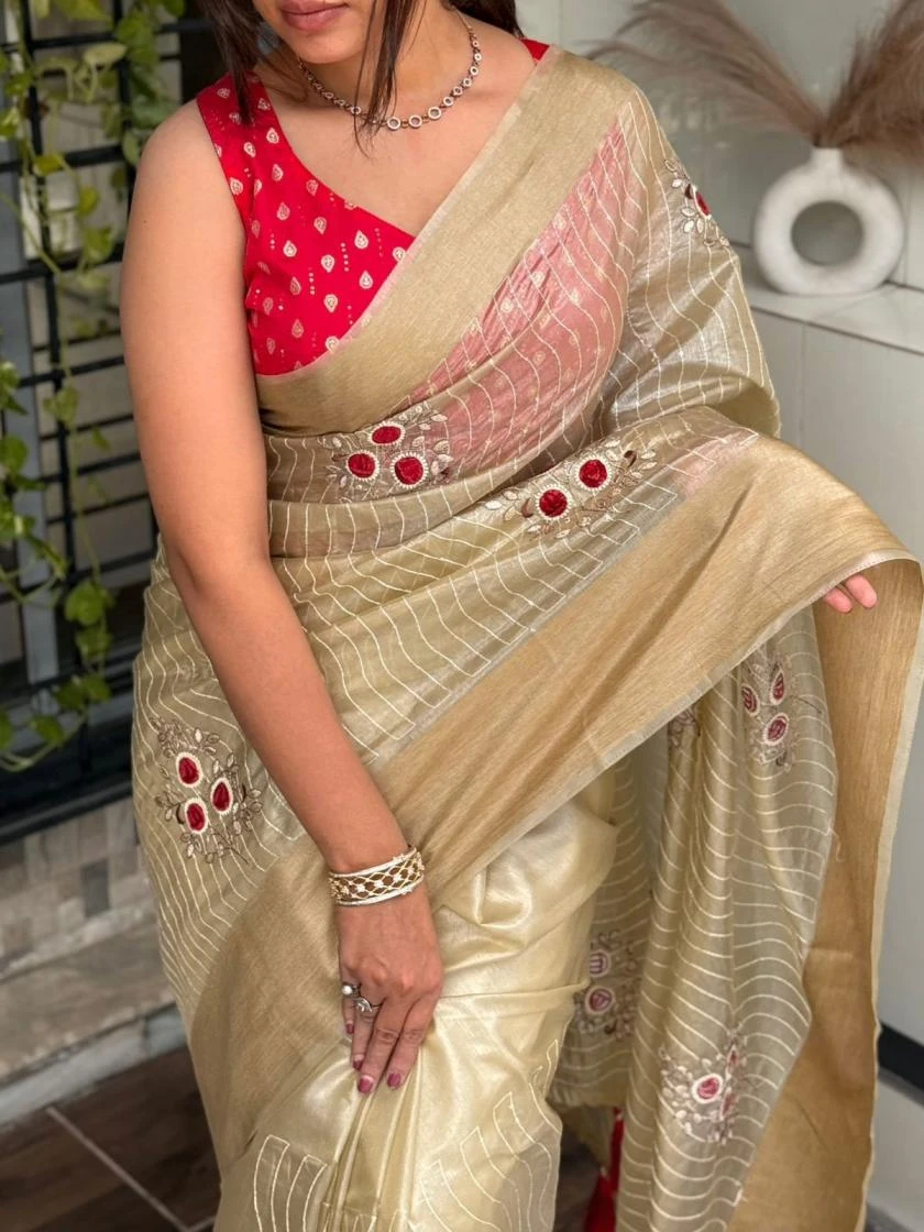 GOLDEN GIRL Sarees wholesale TISSUE SILK - Ethnicaa thumbnail 6