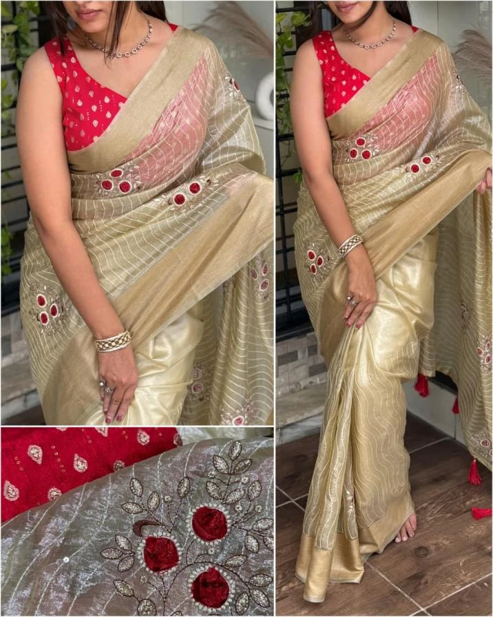GOLDEN GIRL Sarees wholesale TISSUE SILK - Ethnicaa