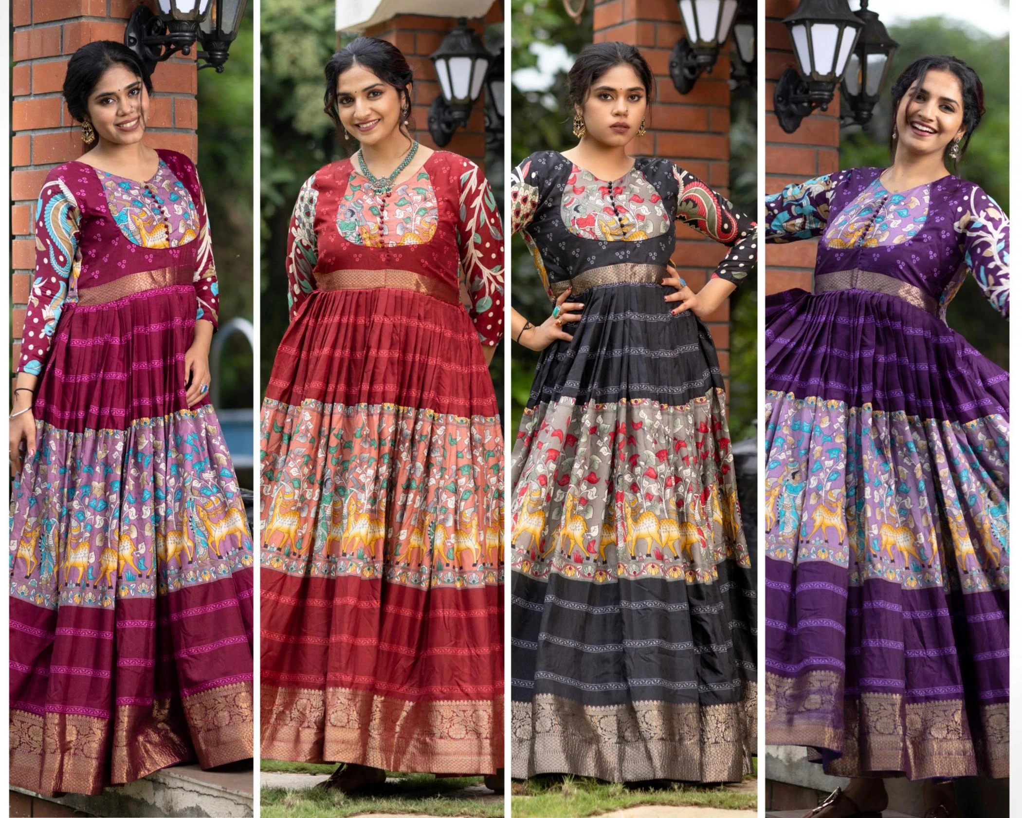 grtn6009 pretty readymade soft silk Kalamkari Print gown