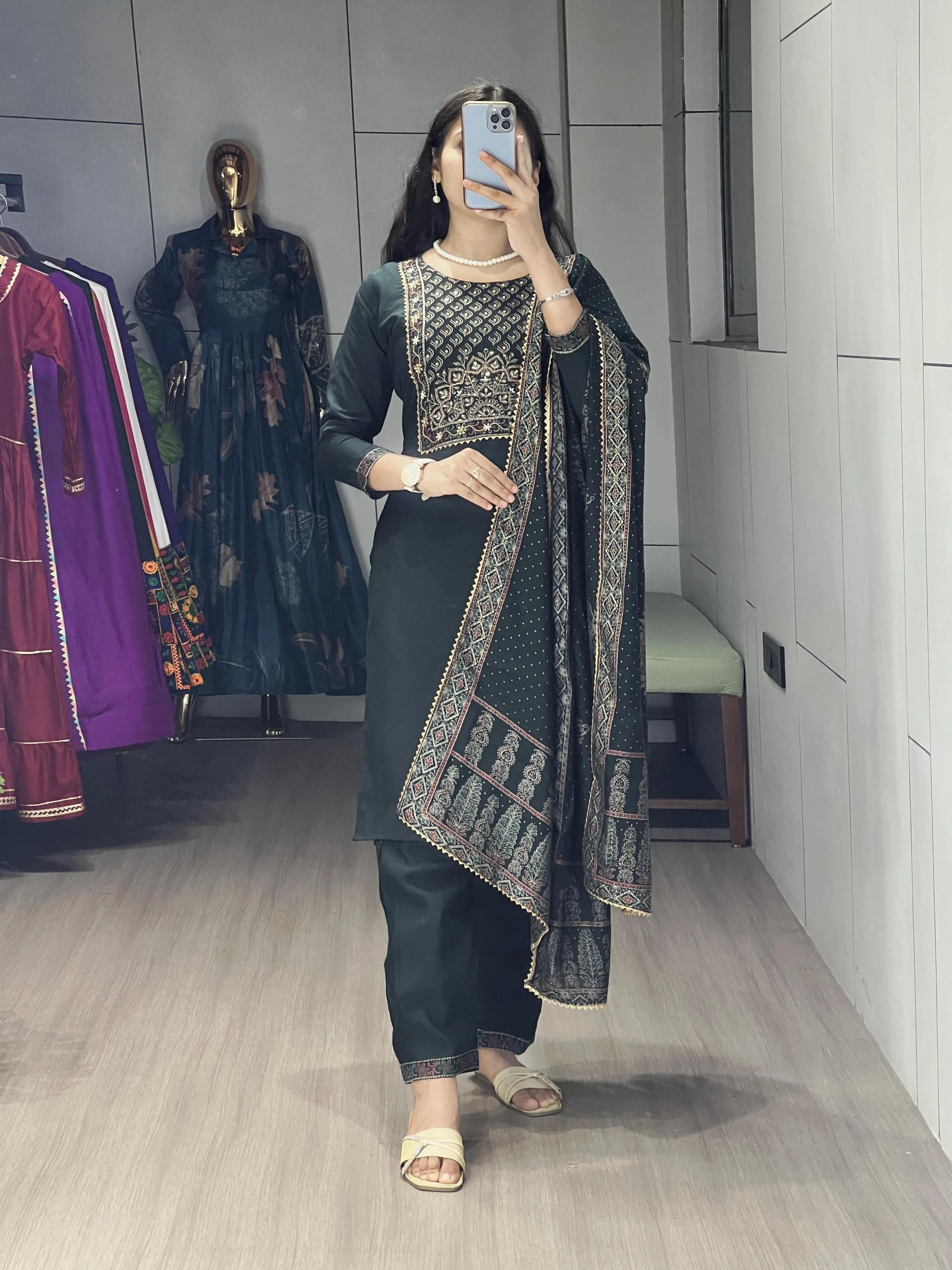 GRTN8114 Kurti wholesale MODAL CHANDERI - Ethnicaa thumbnail 6