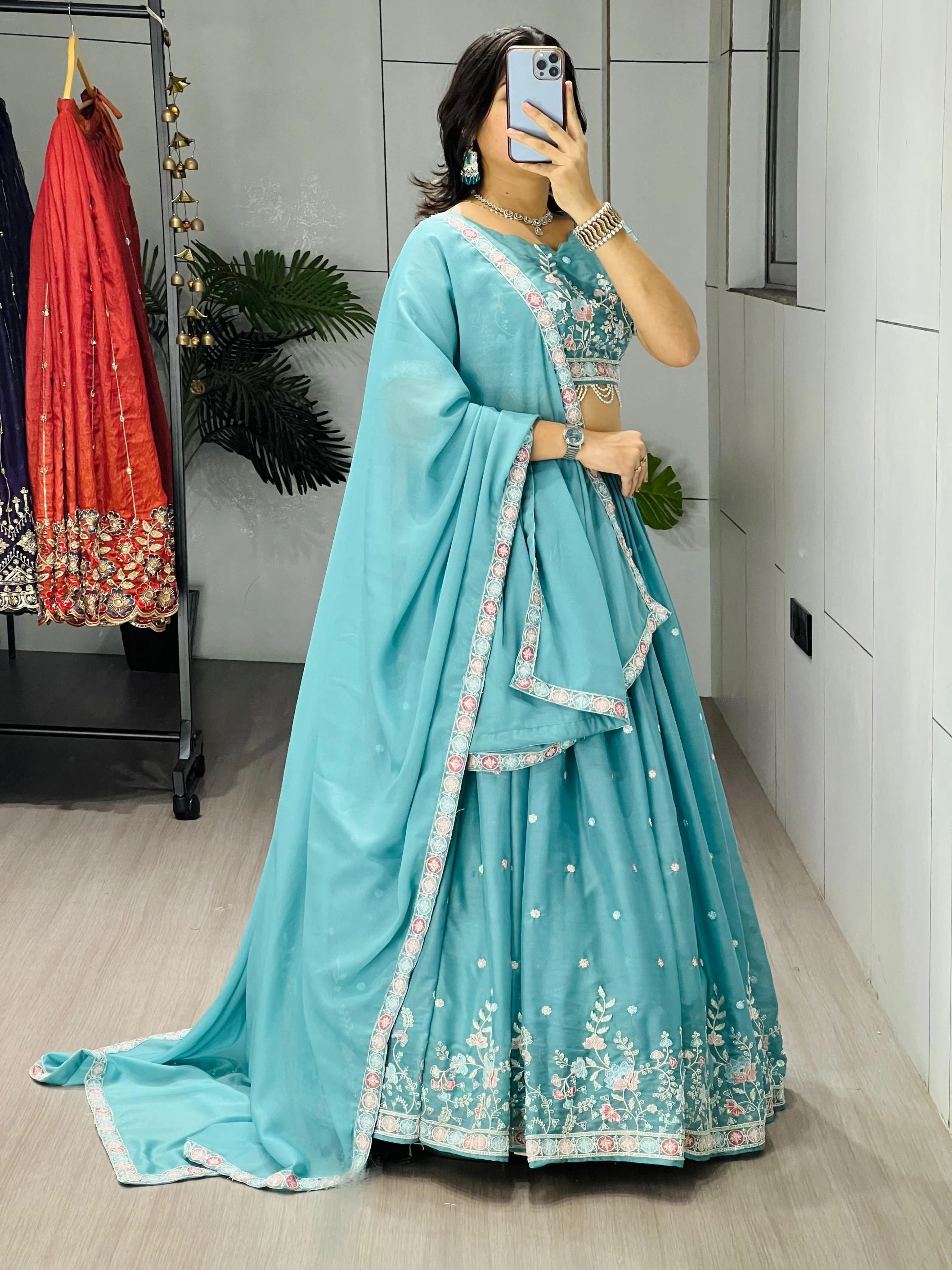 GRTN8119 Lahanga wholesale STAR GEORGETTE - Ethnicaa thumbnail 4