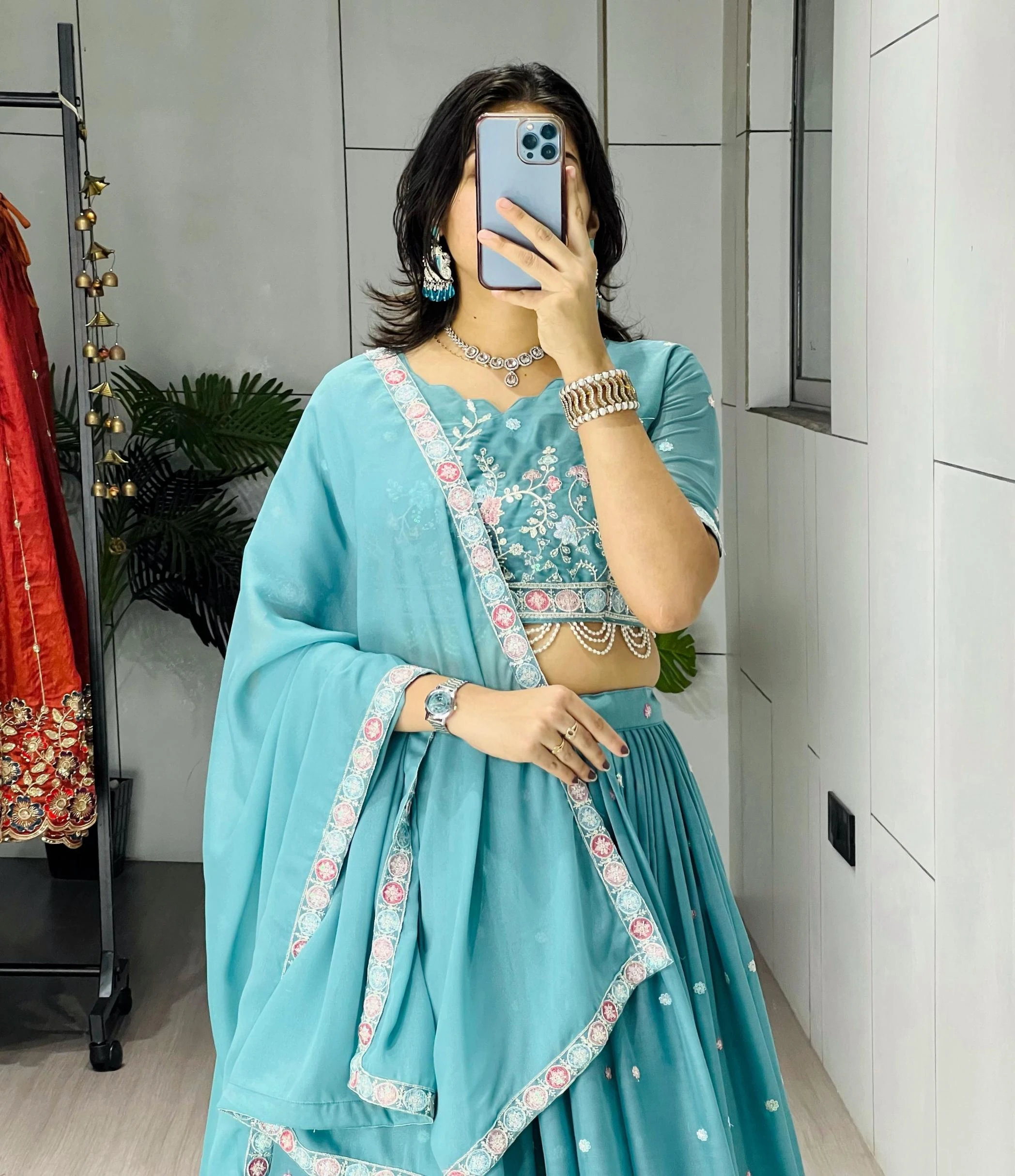 GRTN8119 Lahanga wholesale STAR GEORGETTE - Ethnicaa thumbnail 6