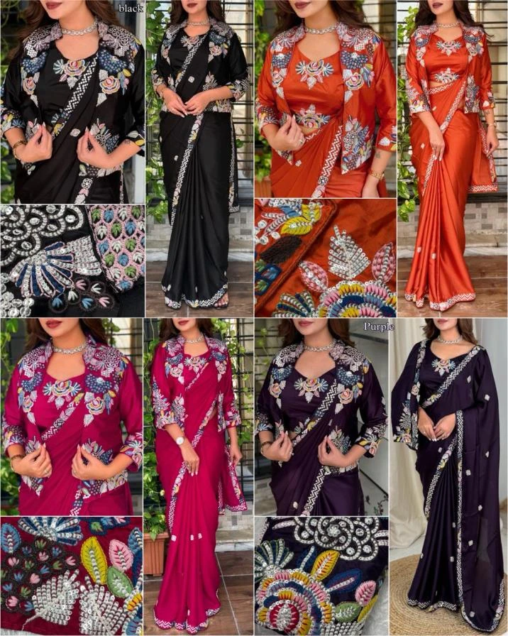 JESSICA Sarees wholesale BSY SATIN - Ethnicaa thumbnail 2