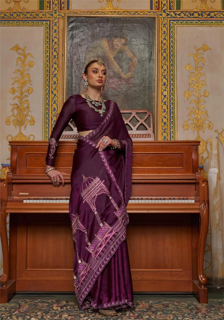 NAME - MANDIR Sarees wholesale SATIN CHIFFON - Ethnicaa thumbnail 5