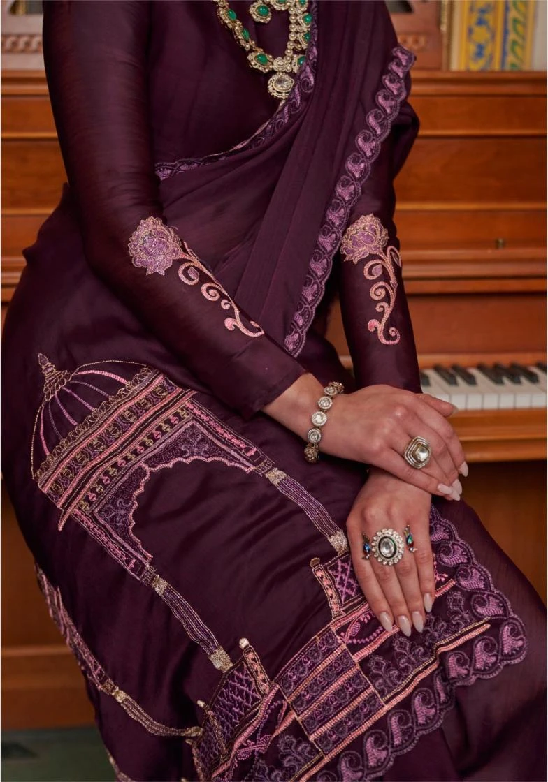 NAME - MANDIR Sarees wholesale SATIN CHIFFON - Ethnicaa thumbnail 2