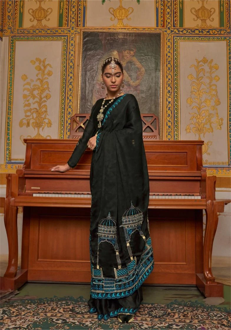 NAME - MANDIR Sarees wholesale SATIN CHIFFON - Ethnicaa thumbnail 7