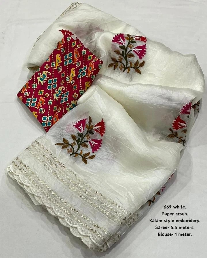 KC 669 Sarees wholesale PAPER CRUSH - Ethnicaa