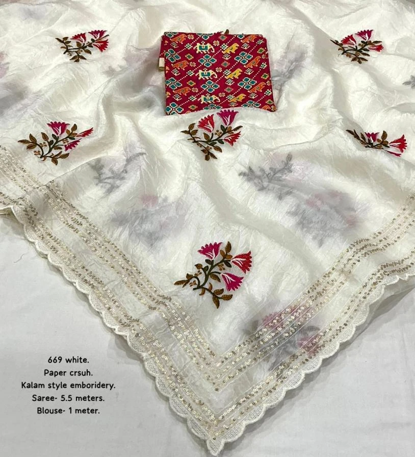 KC 669 Sarees wholesale PAPER CRUSH - Ethnicaa thumbnail 2