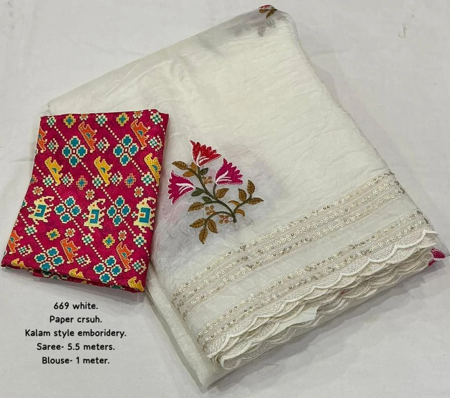 KC 669 Sarees wholesale PAPER CRUSH - Ethnicaa thumbnail 3