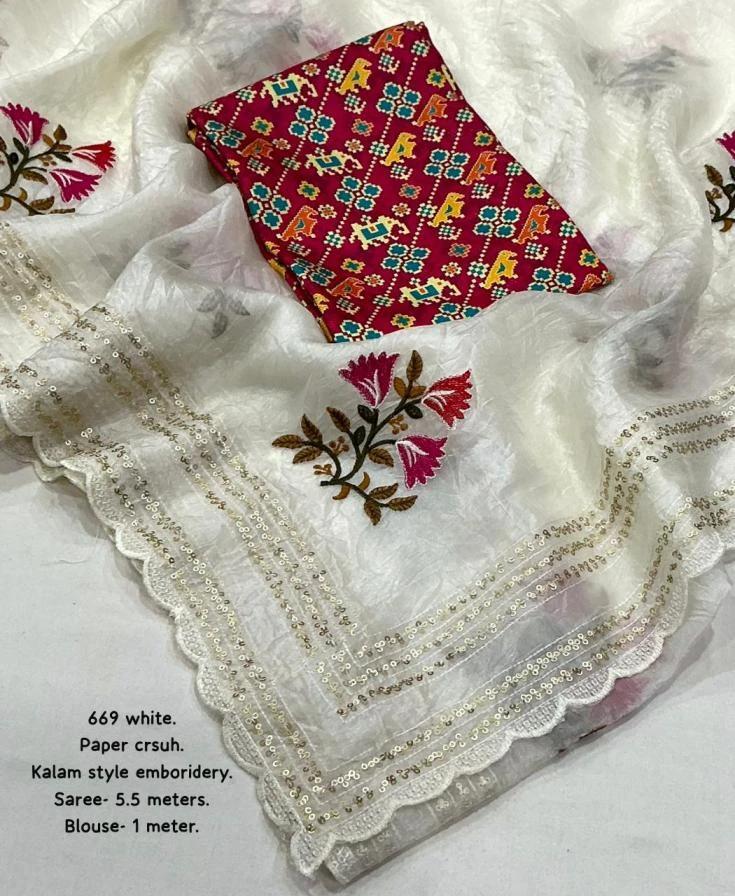 KC 669 Sarees wholesale PAPER CRUSH - Ethnicaa thumbnail 4