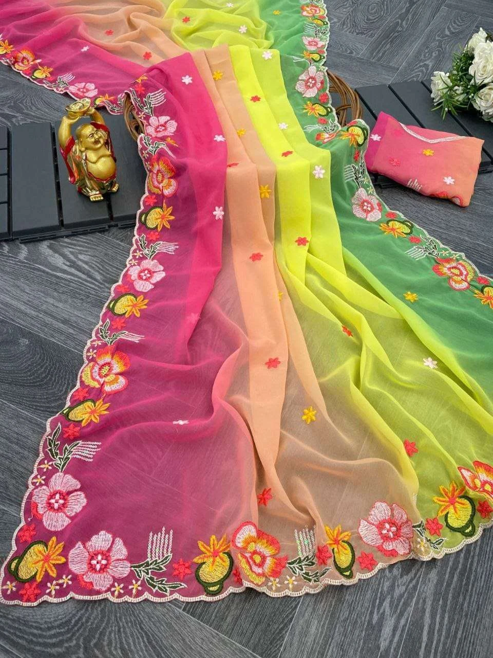 KC 838 Sarees wholesale GEORGETTE - Ethnicaa thumbnail 3