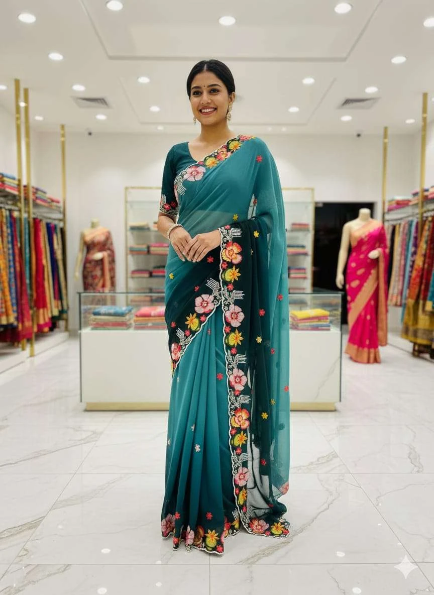 KC 838 Sarees wholesale GEORGETTE - Ethnicaa