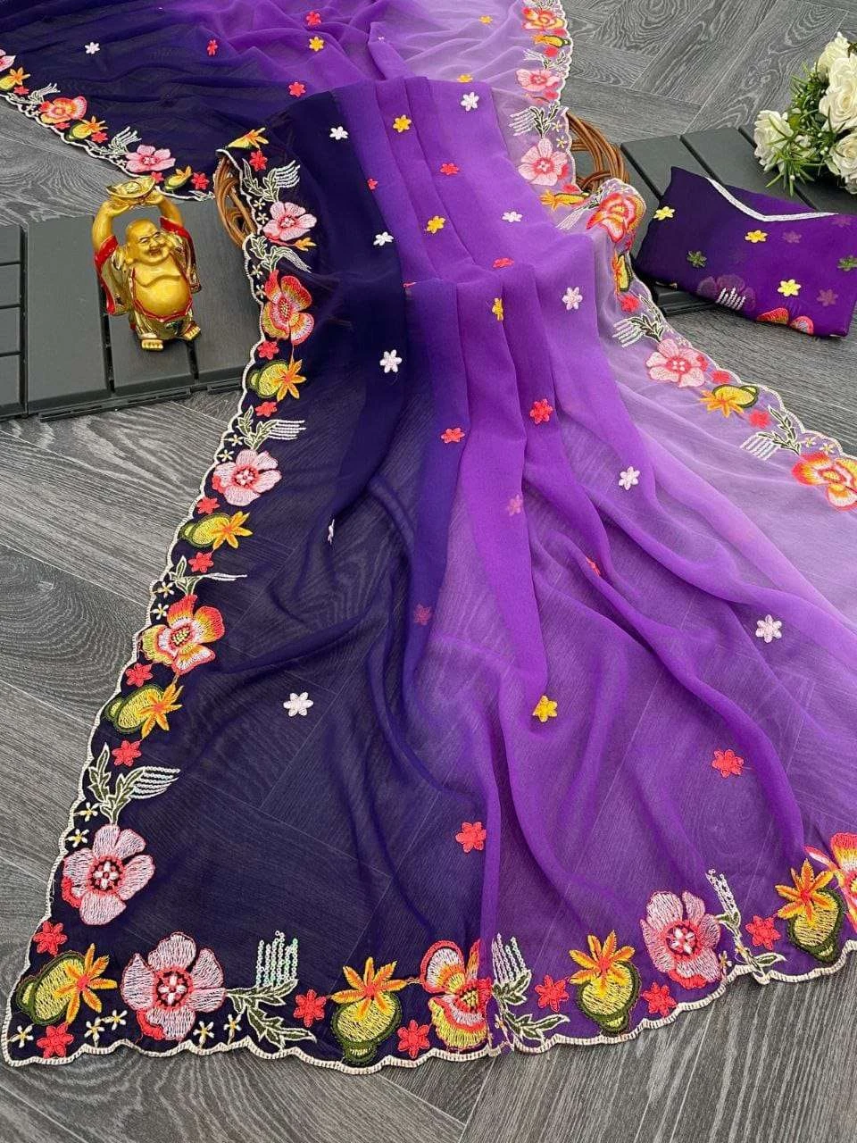 KC 838 Sarees wholesale GEORGETTE - Ethnicaa thumbnail 2