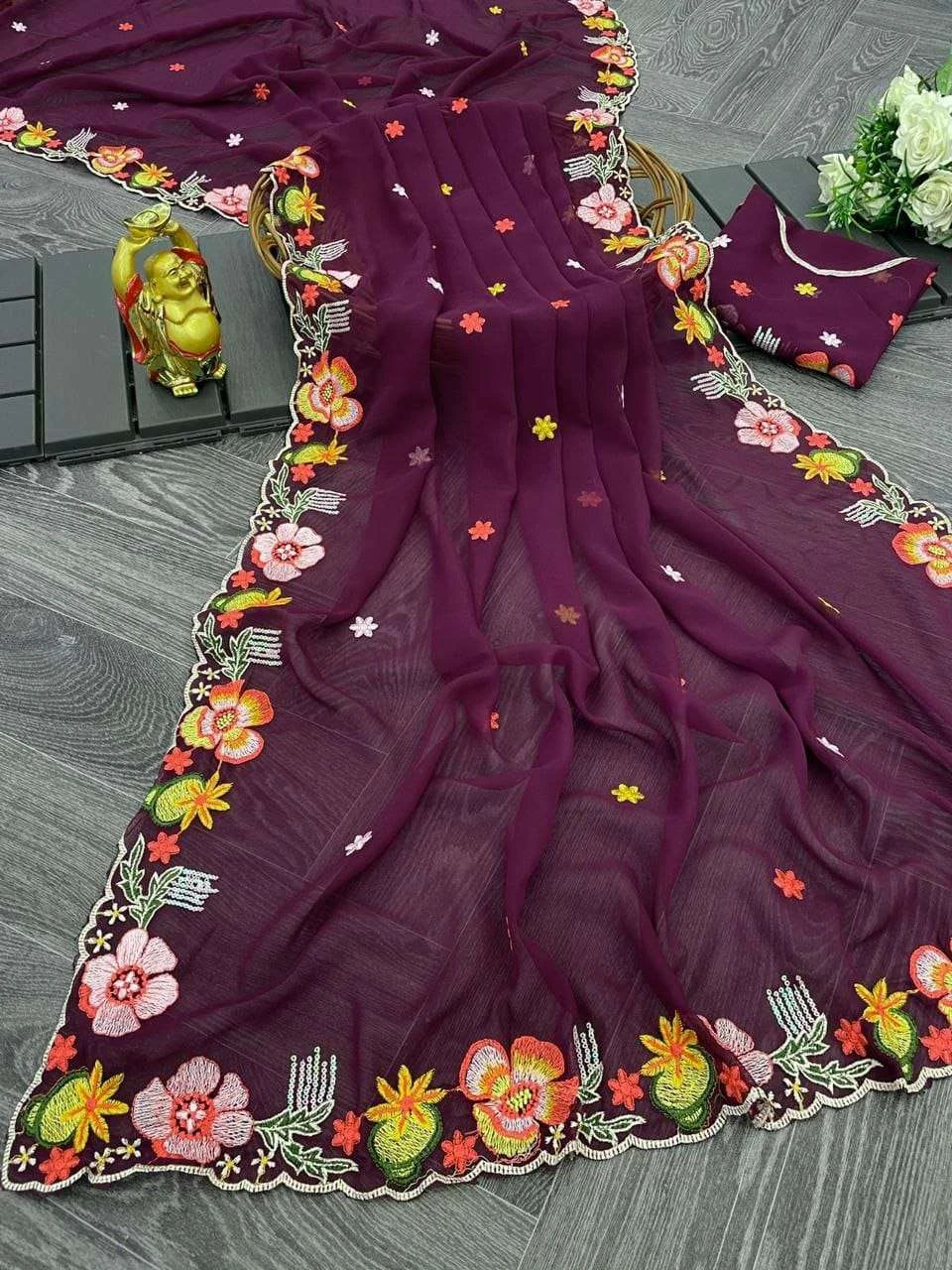 KC 838 Sarees wholesale GEORGETTE - Ethnicaa thumbnail 8