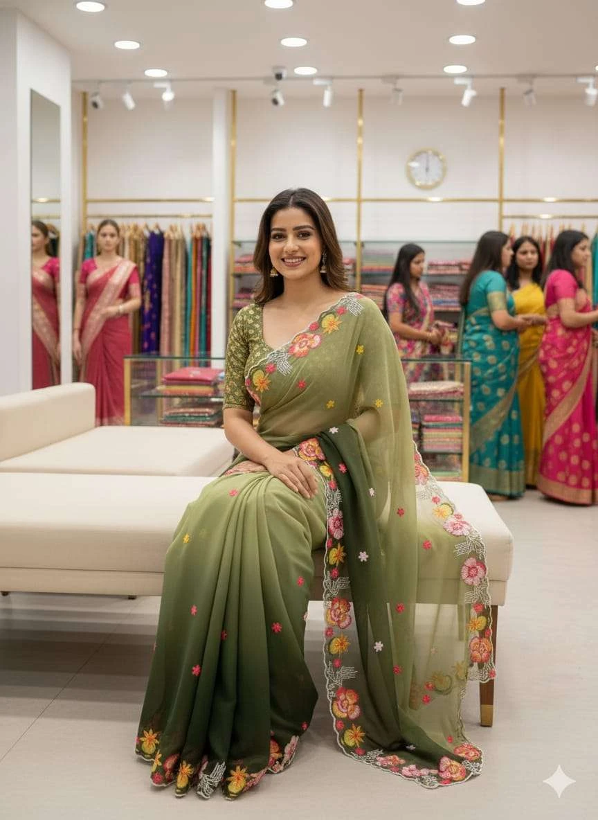 KC 838 Sarees wholesale GEORGETTE - Ethnicaa thumbnail 4