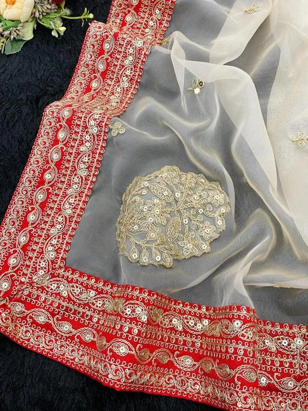 KC 865 Sarees wholesale SOFT ORGANZA - Ethnicaa thumbnail 8