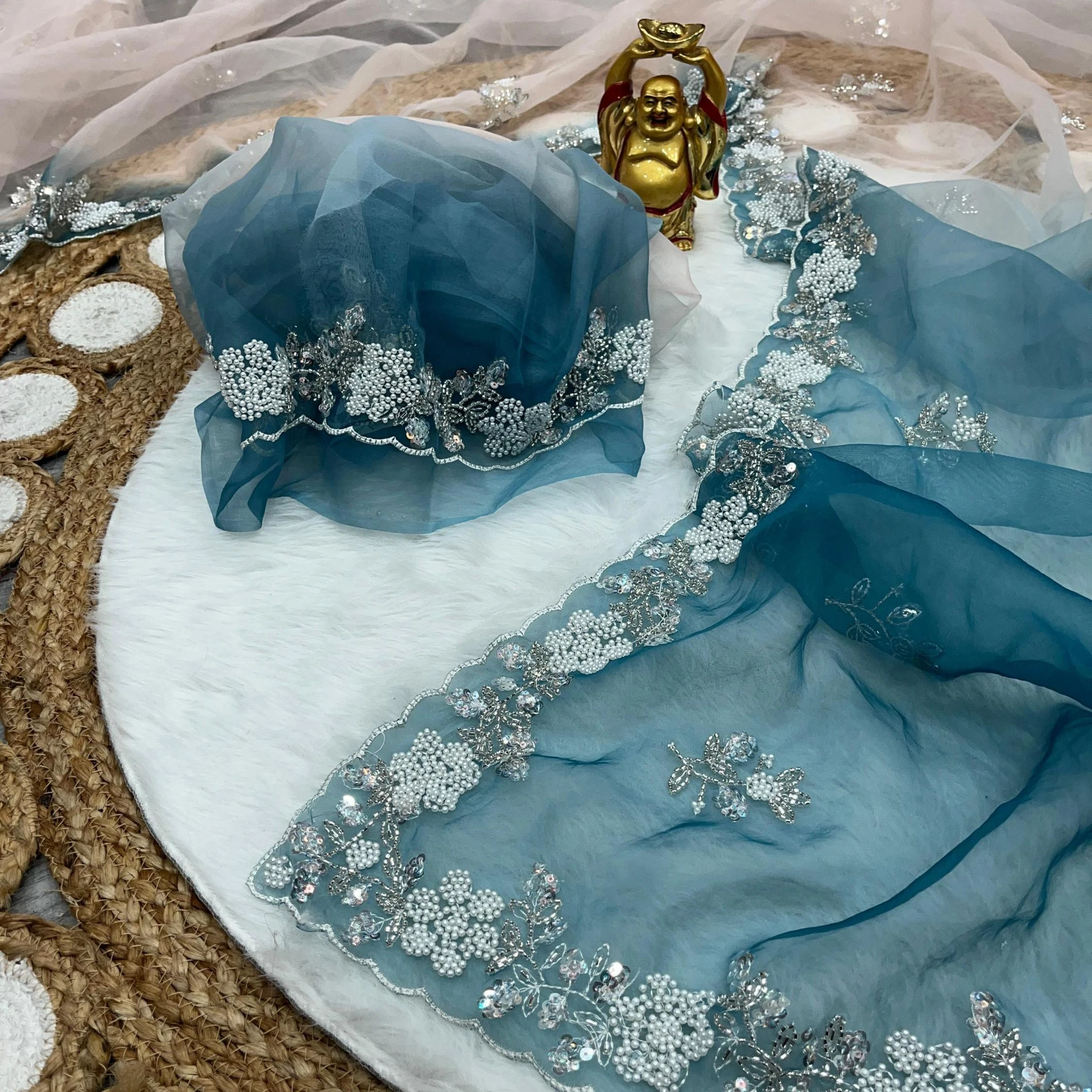 KC 897 Sarees wholesale SHINEY ORGANZA - Ethnicaa thumbnail 2