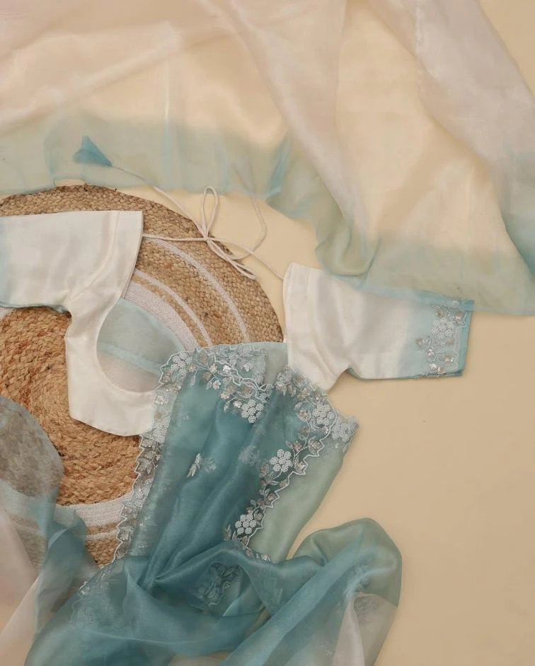 KC 897 Sarees wholesale SHINEY ORGANZA - Ethnicaa thumbnail 5