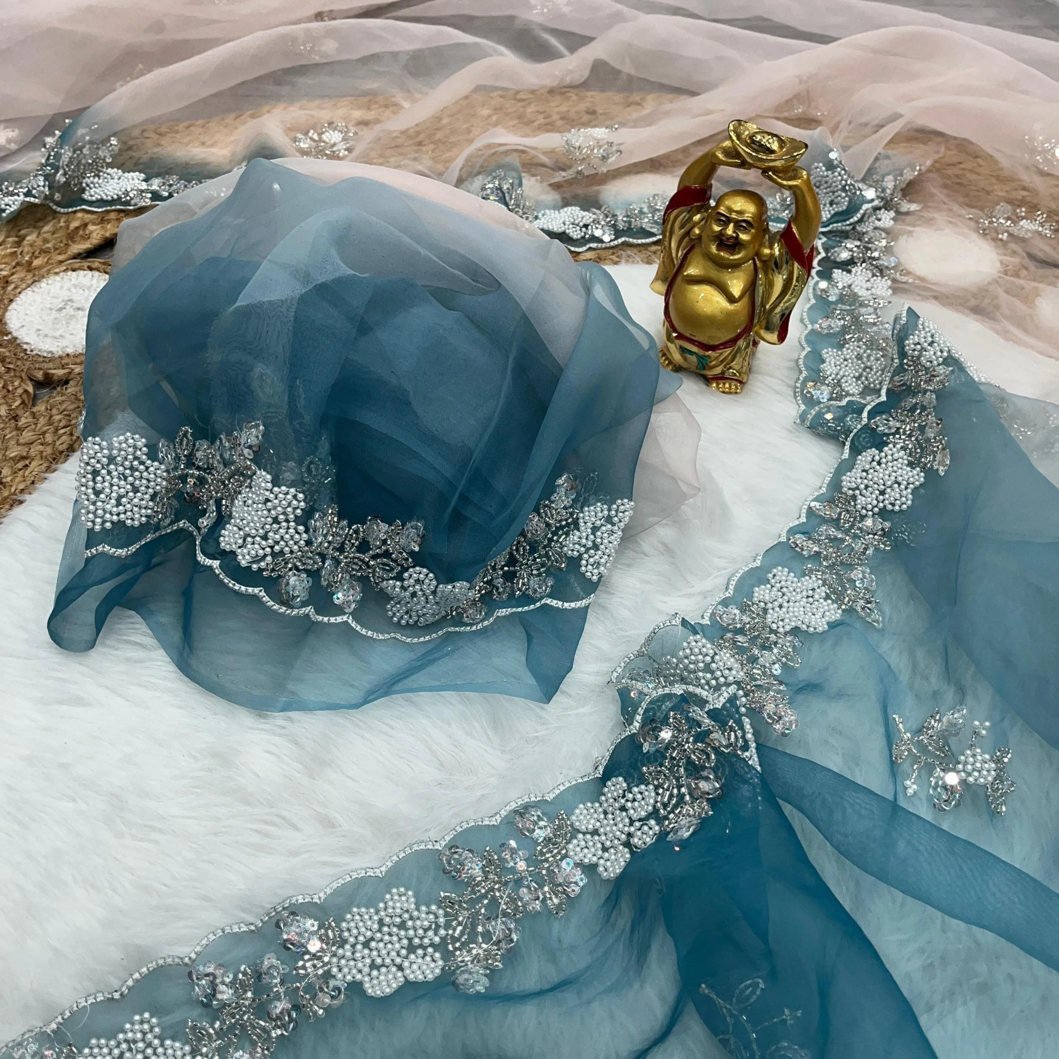 KC 897 Sarees wholesale SHINEY ORGANZA - Ethnicaa thumbnail 4