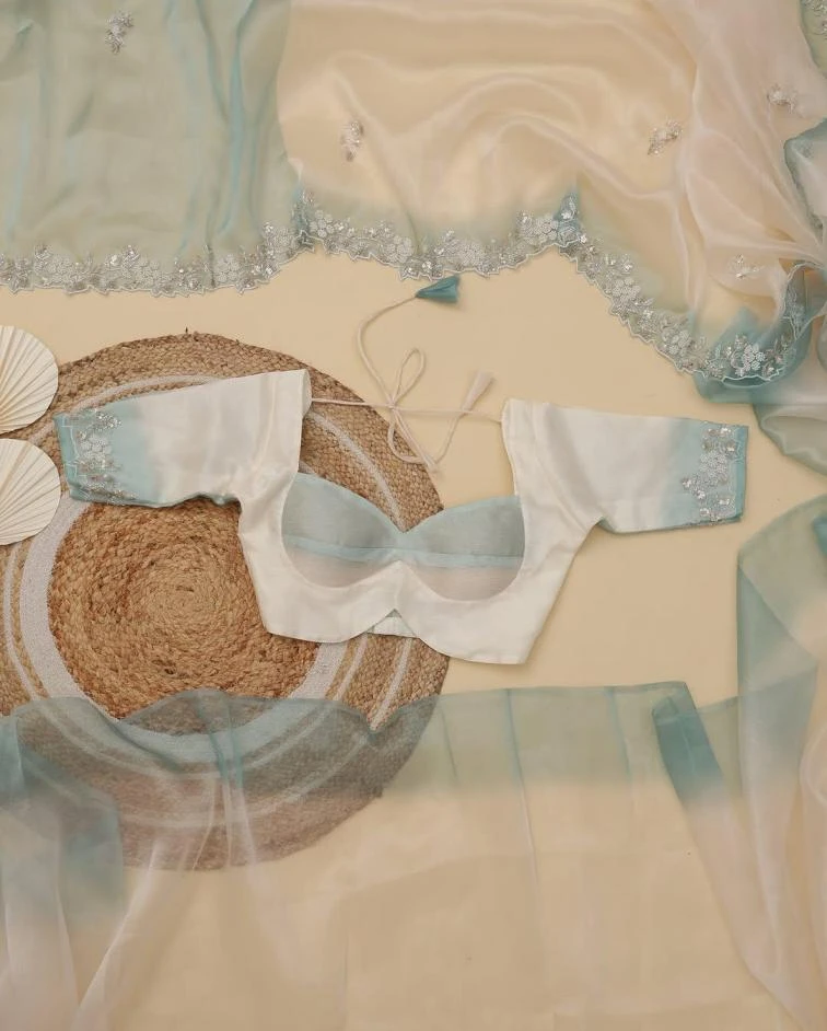 KC 897 Sarees wholesale SHINEY ORGANZA - Ethnicaa thumbnail 8