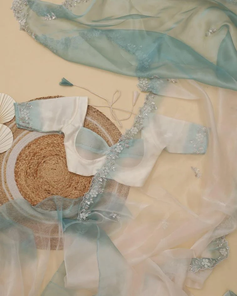 KC 897 Sarees wholesale SHINEY ORGANZA - Ethnicaa thumbnail 7