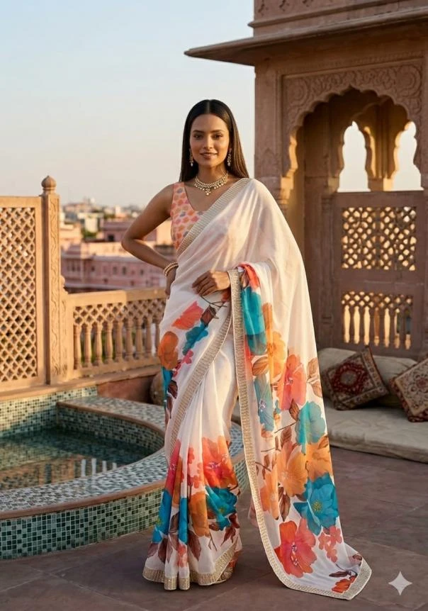 KC 909 Sarees wholesale SATIN GEORGETTE - Ethnicaa thumbnail 9