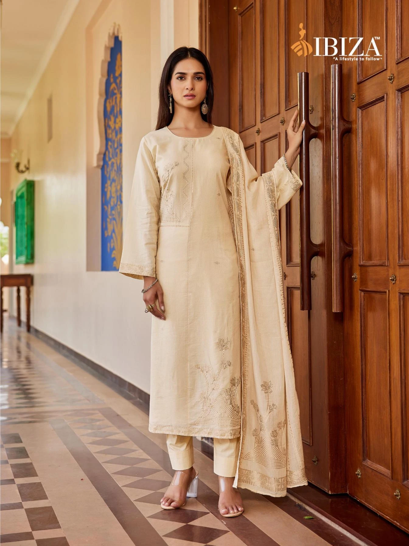KHANAK Salwar Suits wholesale MUL CHANDERI JACQUARD - Ethnicaa