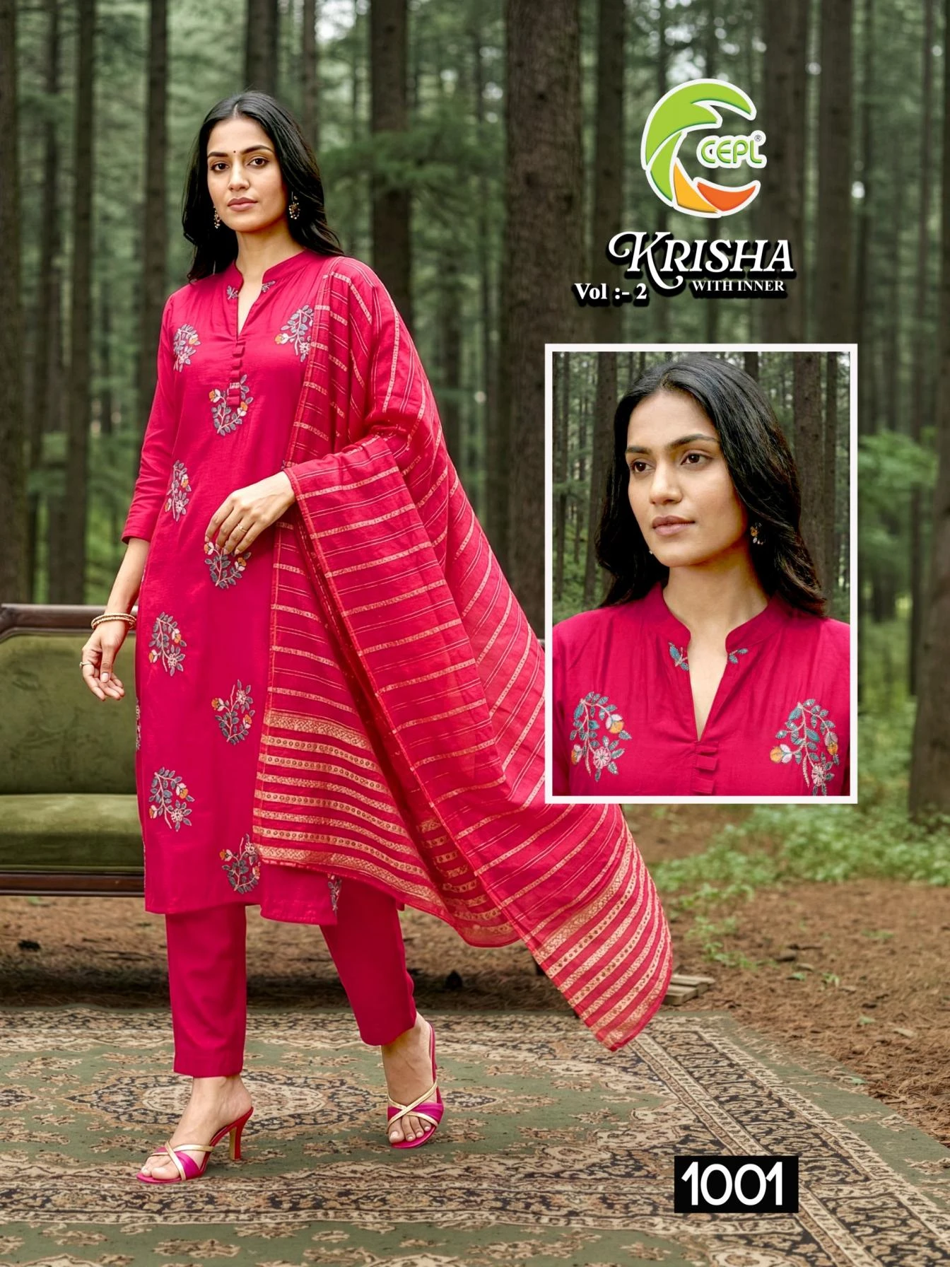 Buy KRISHA 2 kurti Roman Silk Wholesale Surat Manufacturer - Ethnicaa