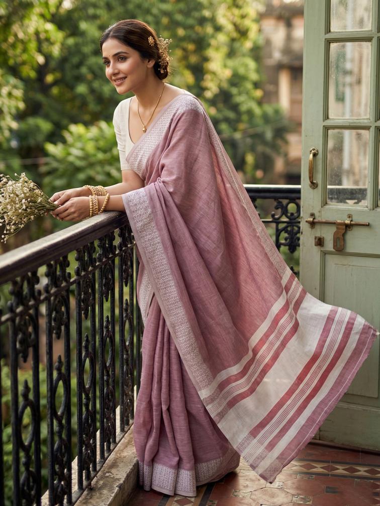 LINEN LOOMS VOL 2 Sarees wholesale LINEN COTTON - Ethnicaa thumbnail 3