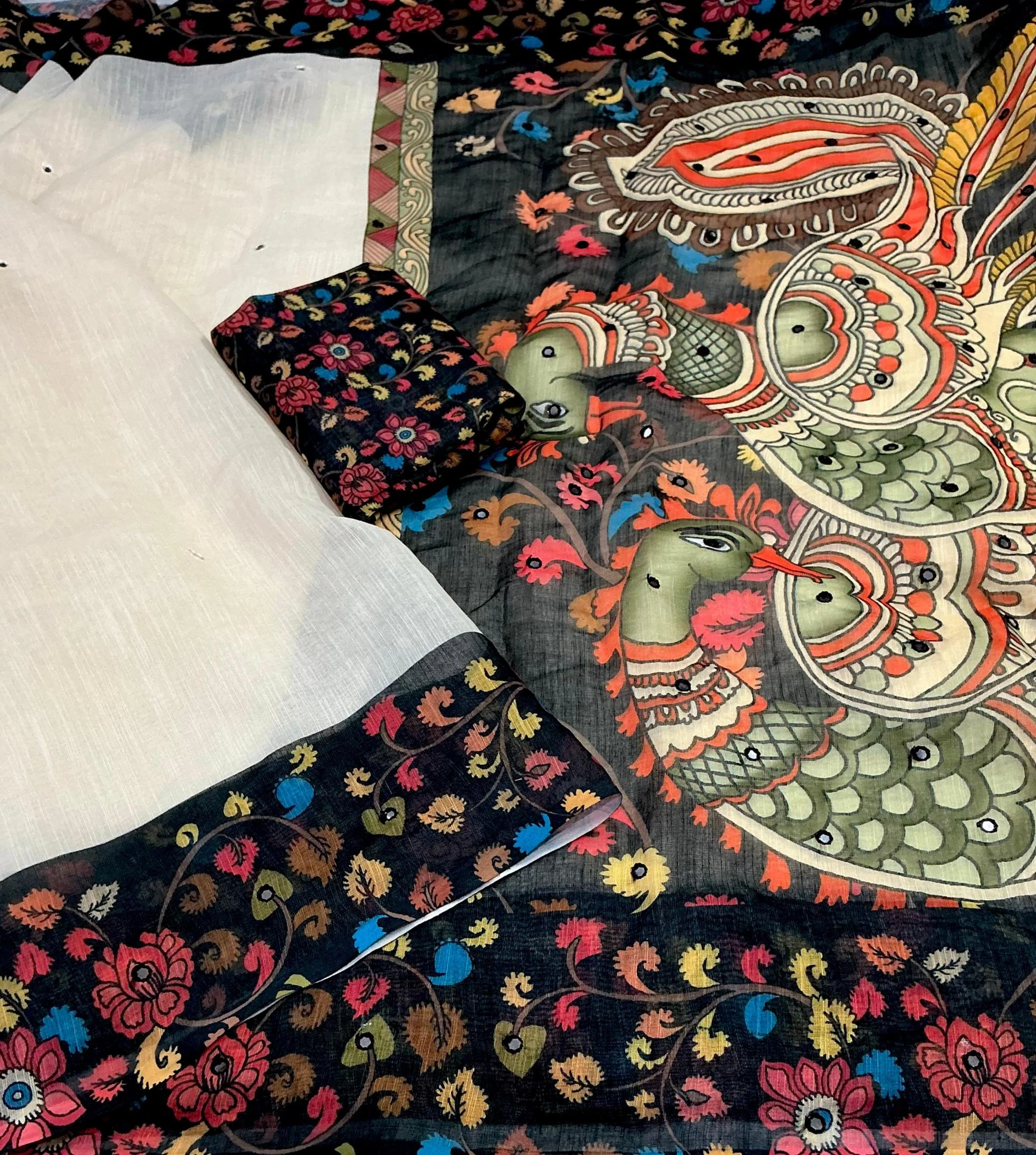 LINEN TWO TONE KALAMKARI Sarees wholesale LINEN TWO TONE - Ethnicaa thumbnail 2