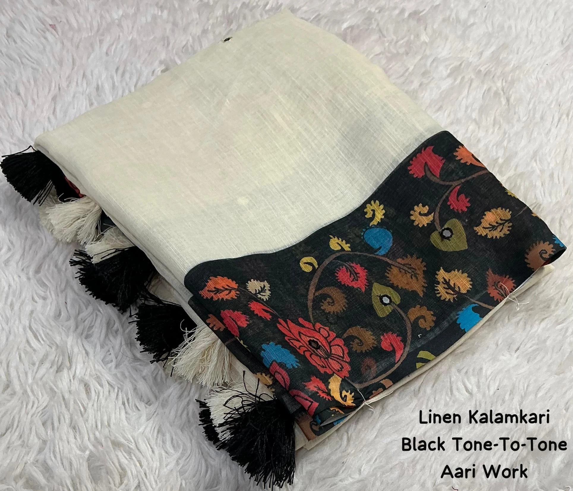 LINEN TWO TONE KALAMKARI Sarees wholesale LINEN TWO TONE - Ethnicaa