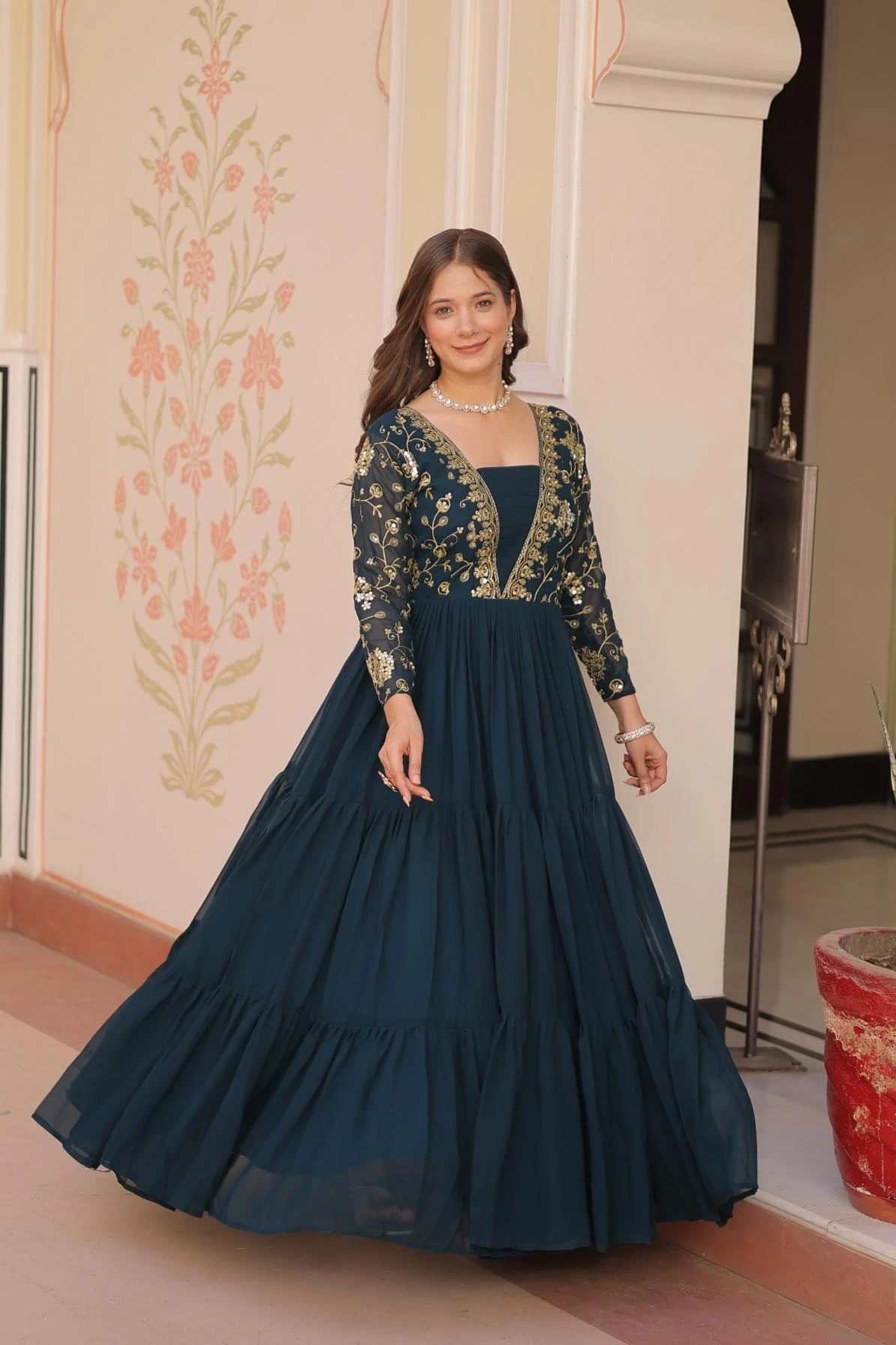 Buy LW 9237 gown FAUX BLOOMING Wholesale Surat Manufacturer - Ethnicaa