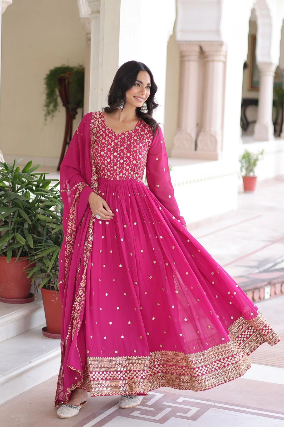 LW 9282 in FAUX GEORGETTE | Gown | Ethnicaa Wholesale thumbnail 5