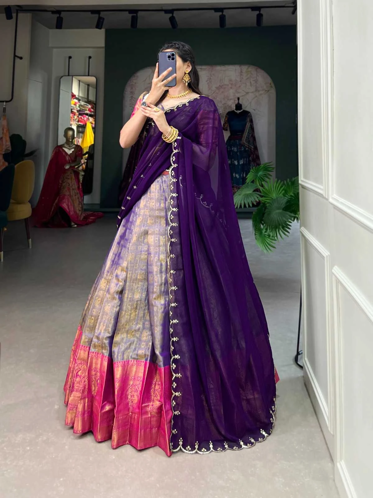 LNB2020 Lahanga wholesale Kanjivaram - Ethnicaa thumbnail 3