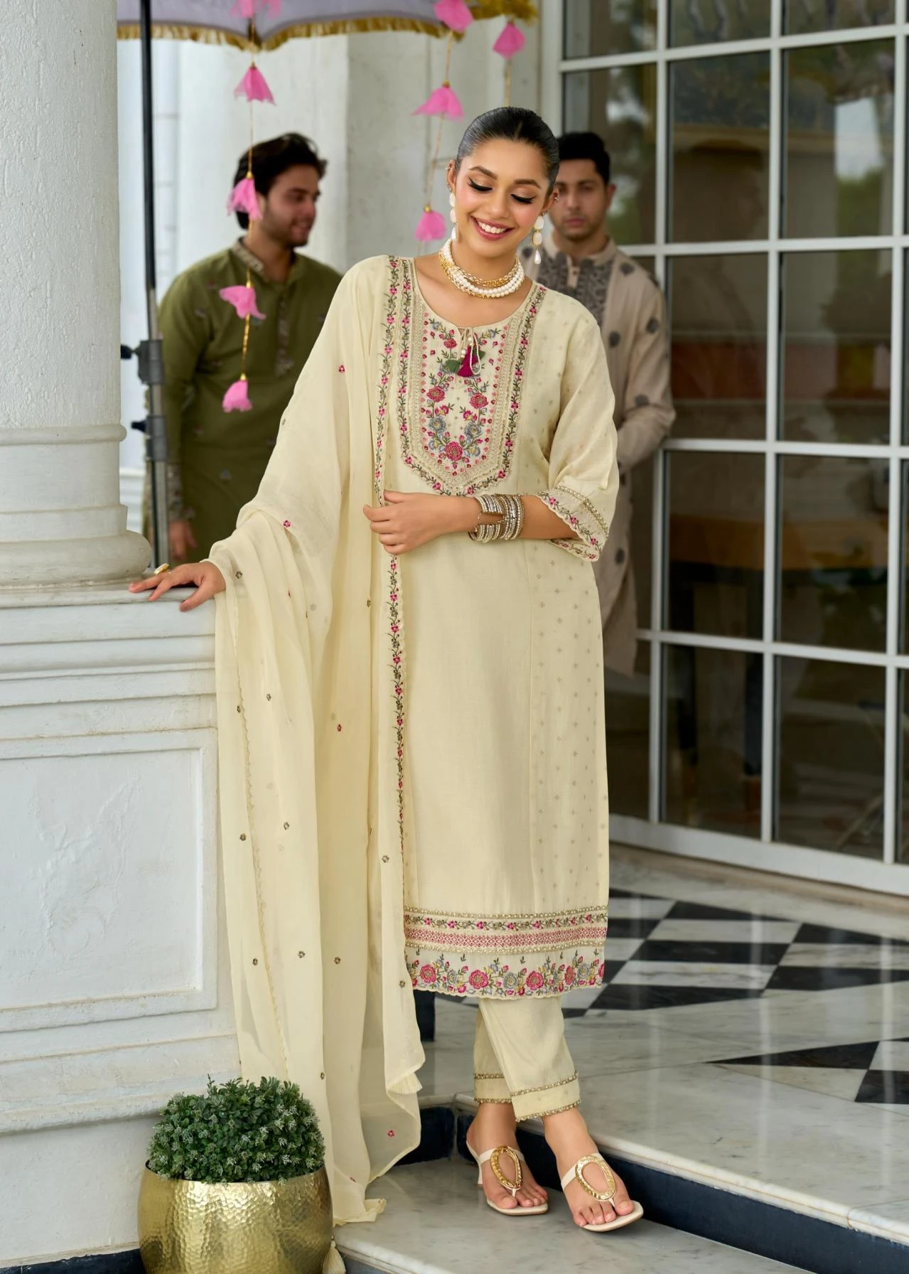 SAWARIYA Readymade Salwar Suits wholesale MUL CHANDERI JACQUARD - Ethnicaa thumbnail 7