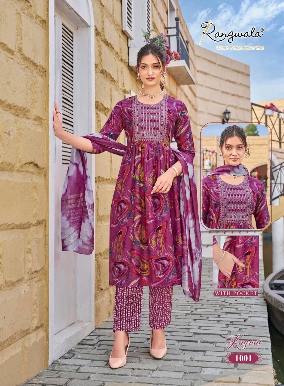 KAYNAT Readymade Salwar Suits wholesale RAYON - Ethnicaa