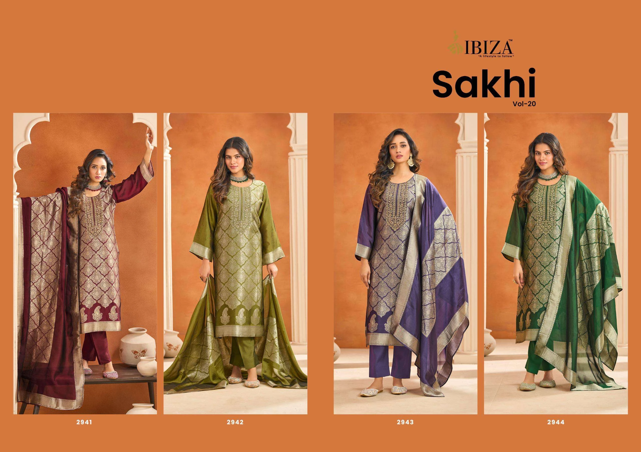 SAKHI VOL 20 in BANGLORY SILK JACQUARD | Salwar Suits | Ethnicaa Wholesale thumbnail 5