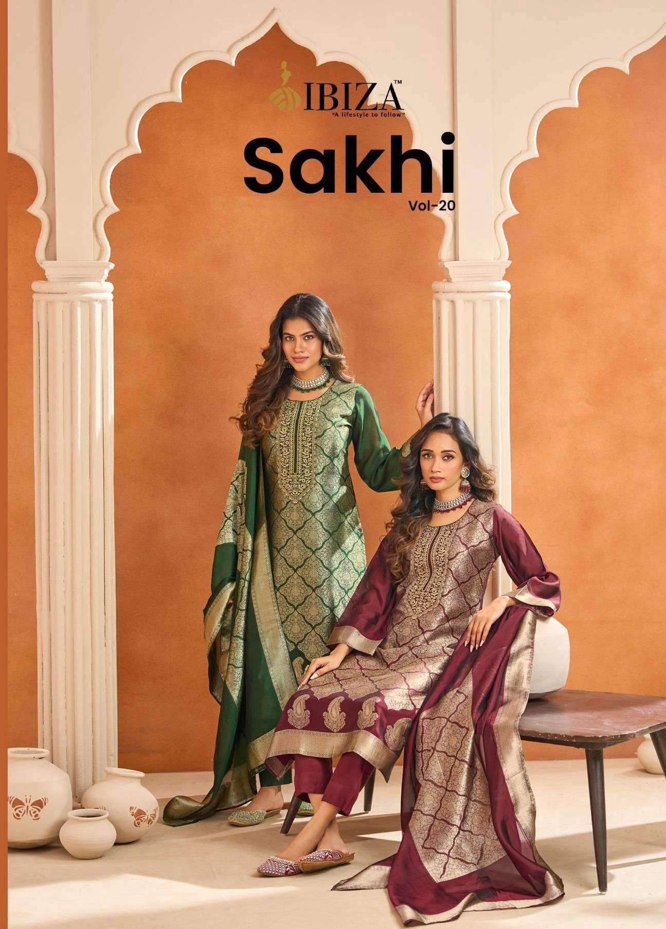 SAKHI VOL 20 in BANGLORY SILK JACQUARD | Salwar Suits | Ethnicaa Wholesale