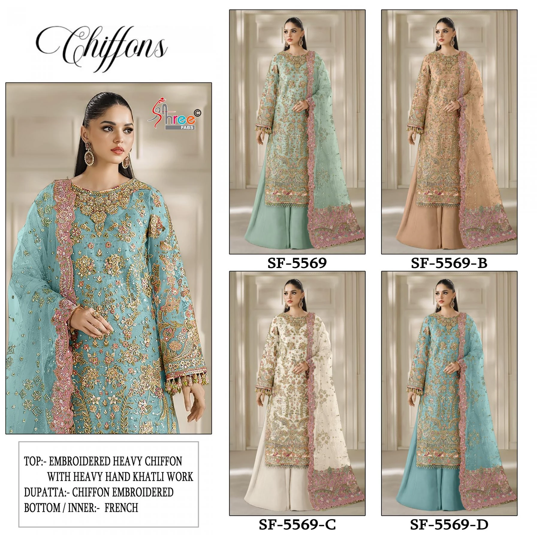 5569 Ethnic Wear wholesale CHIFFON - Ethnicaa thumbnail 5